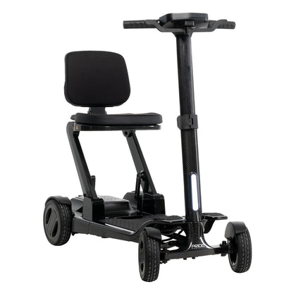 Pride Go Go Carbon mobility scooter in Black, right-facing three-quarter view