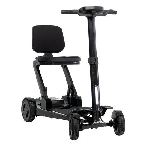 Pride Go Go Carbon mobility scooter in Black, right-facing three-quarter view