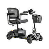Pride Go Go Elite Traveller 2 4-Wheel mobility scooter in Black, right-facing three-quarter view