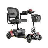 Pride Go Go Elite Traveller 2 4-Wheel mobility scooter in Cardinal Red, right-facing three-quarter view