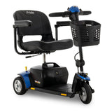 Pride Go Go Elite Traveller 3-Wheel mobility scooter in Blue, right-facing three-quarter view