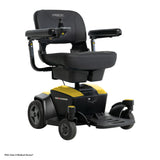 Pride Go Chair power wheelchair in Citrine Yellow, three-quarter view