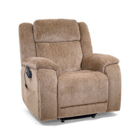 Golden Halo PR104 lift chair in Sand, three-quarter view from the right
