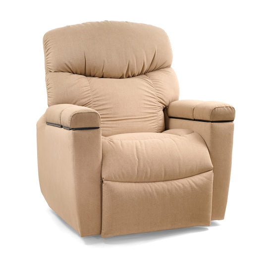 Golden Cloud+ Luxe with Twilight PR525 lift chair in Camel, three-quarter view from the right