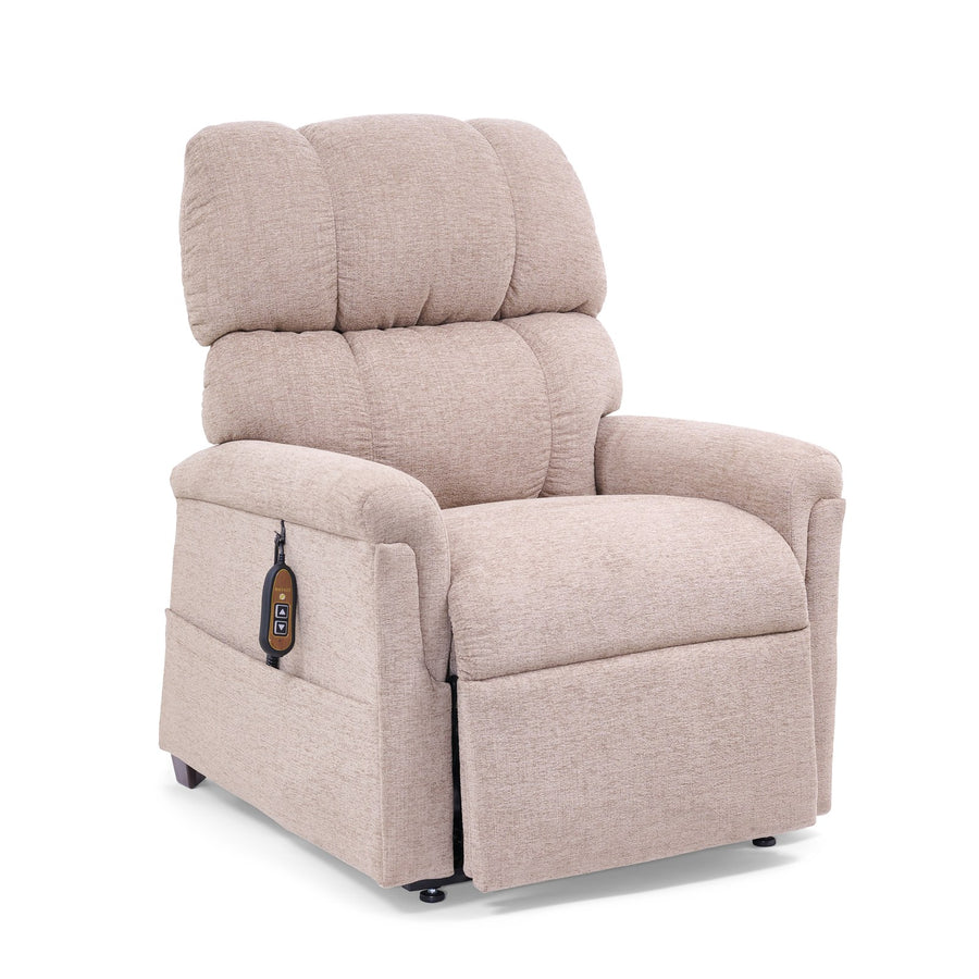 Golden Comforter PR531 lift chair in Sandstorm, three-quarter view from the right