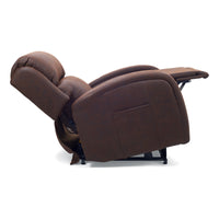 EZ Sleeper with Twilight in Bourbon, reclined with the feet raised, side view