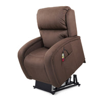 EZ Sleeper with Twilight in Hazelnut, lifted to help the user stand, three-quarter view from the left