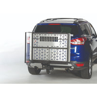 Harmar AL100 scooter lift fitted to the hitch of an SUV