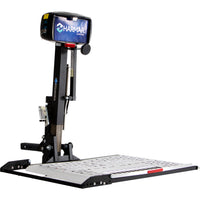 Harmar AL100 scooter lift with the platform lowered, seen at an angle