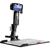 Harmar AL100HD scooter lift with the platform lowered, seen at an angle