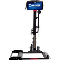 Harmar AL160 Profile scooter lift with the platform lowered, seen from the front