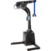 Harmar AL425 inside hoist lift, angled view showing the base and floor bracket