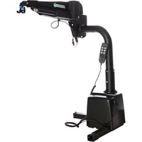 Harmar AL435 inside hoist lift, angled view of the boom and post