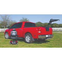 Harmar AL435T Tailgater installed in a pickup bed with a scooter alongside