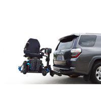 Harmar AL580HDX fitted to a vehicle with a power wheelchair on the platform