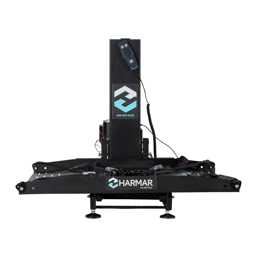 Harmar AL600 Classic hybrid platform lift, front view with the platform folded