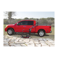 Harmar AL835 Pickup truck lift on a pickup, loading a scooter