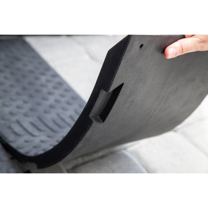 Close-up of the connector on a Harmar rubber threshold ramp section