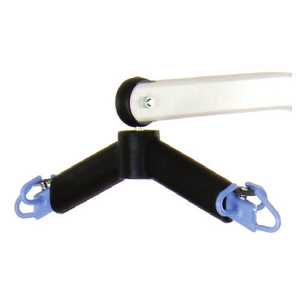 Hoyer 6-point spreader bar with padded arms and sling hooks, hanging from the boom of a lift
