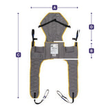 Hoyer Access Sling with Head Support dimension drawing