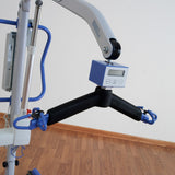 The Hoyer Advance 6-point spreader bar with scale, the scale between the boom and the bar, with its Recall, On/Zero and units buttons