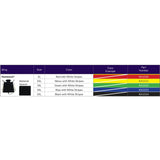 Hoyer Bariatric Hammock Sling size chart with the binding color, model number and recommended weight of each size