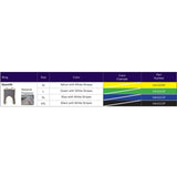 Hoyer Bariatric Quick Fit Sling size chart with the binding color, model number and recommended weight of each size