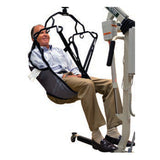 A person lifted in a Hoyer Classic U-Sling with Head Support
