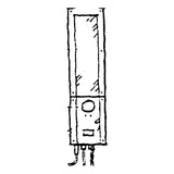 Joerns drawing of the Hoyer HPL402 control box with the battery pack fitted above it. The battery pack is sold separately