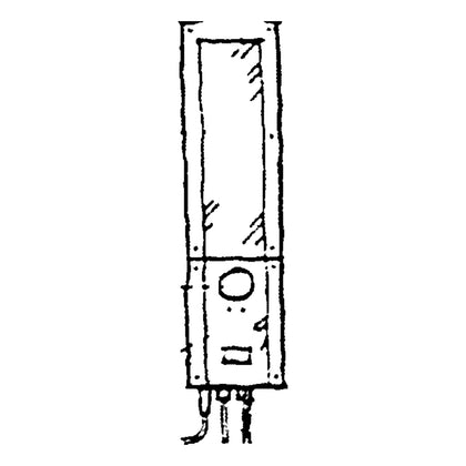 Joerns drawing of the Hoyer HPL402 control box with the battery pack fitted above it. The battery pack is sold separately