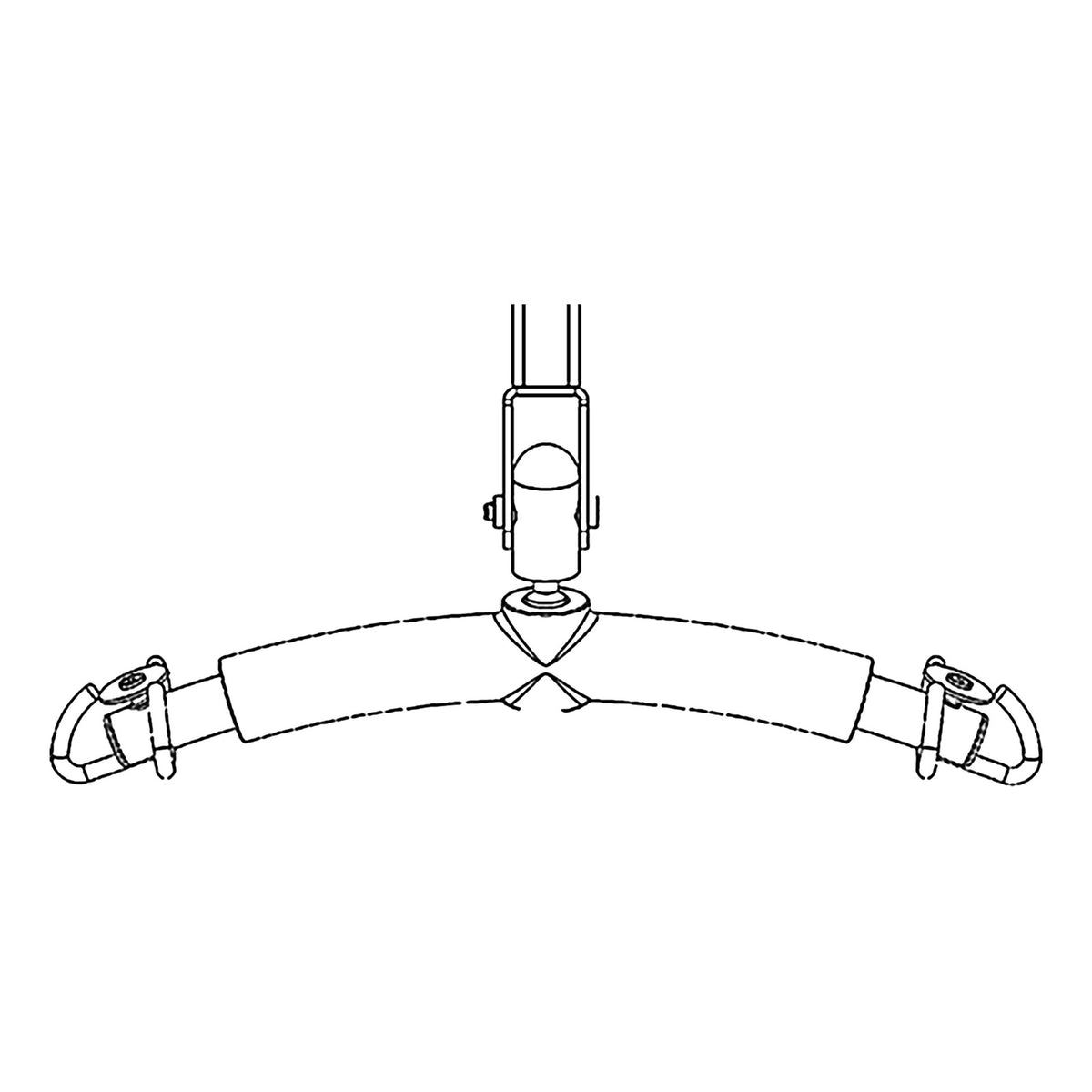 Joerns drawing of the 6-point loop spreader bar for the Hoyer HPL700, hanging from the boom