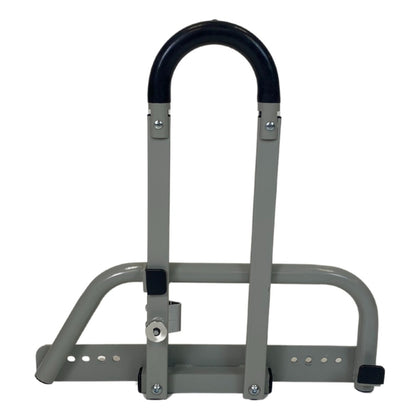 The Invacare CS600 assist rail in light gray with a black grip, shown in the fixed 36" bed version