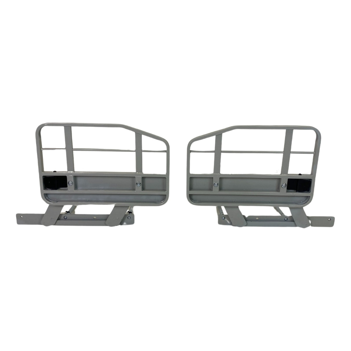 A pair of Invacare CS600 quarter length rails in light gray, shown in the fixed 36" bed foot section version