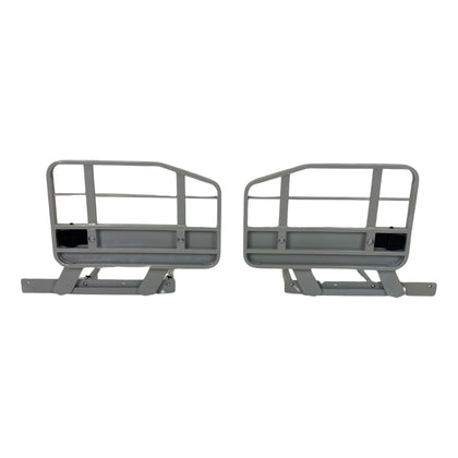 A pair of Invacare CS600 quarter length rails in light gray, shown in the fixed 36" bed foot section version
