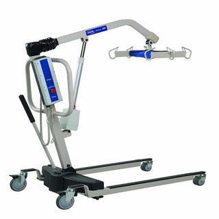 Invacare Reliant 600 heavy-duty patient lift with the standard low base, three-quarter view