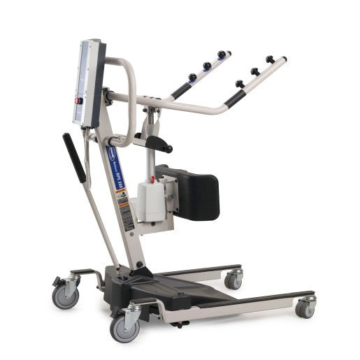 Invacare Reliant 350 stand-up lift, three-quarter view