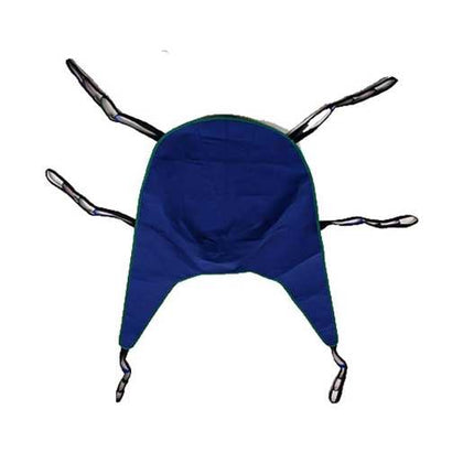 Invacare Reliant Divided Leg Sling laid flat, showing the head support and the two leg pieces