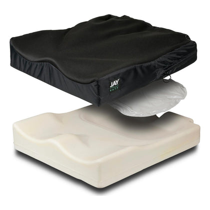 JAY Easy Replacement Cover: JAY Easy with its cover lifted over the fluid tripad and contoured foam base