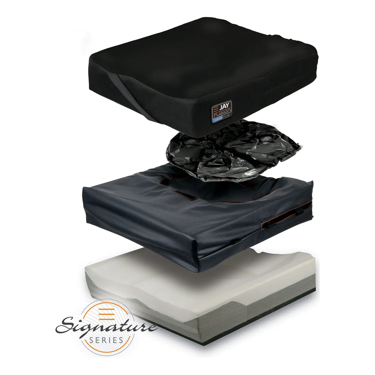 JAY Fusion with Cryo Technology Replacement Cover: JAY Fusion with Cryo Technology layers: outer cover, black Cryo fluid insert, inner cover and foam base