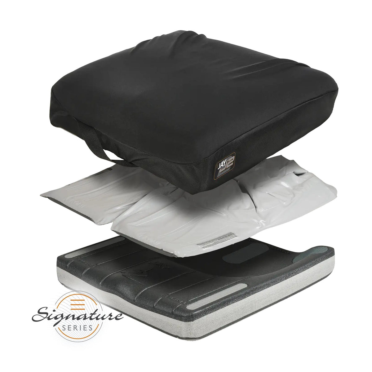 JAY J2 and J2 Deep Contour Replacement Cover: JAY J2 layers: outer cover, JAY Flow fluid tripad and contoured foam base