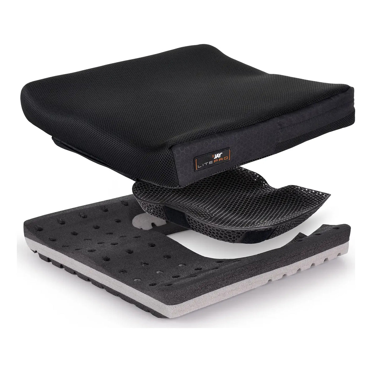 JAY LitePro Replacement Cover: JAY LitePro layers: mesh cover, elastomer insert and perforated foam base