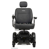 Pride Jazzy EVO 614 power wheelchair in black, front view