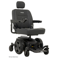 Pride Jazzy EVO 614 power wheelchair in black, three quarter view from the right