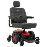 Pride Jazzy EVO 614 power wheelchair in matte red, three quarter view from the right
