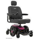 Pride Jazzy EVO 614 power wheelchair in matte Sugar Plum, three quarter view from the right