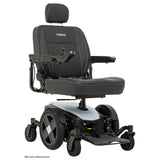 Pride Jazzy EVO 614 power wheelchair in matte white, three quarter view from the right