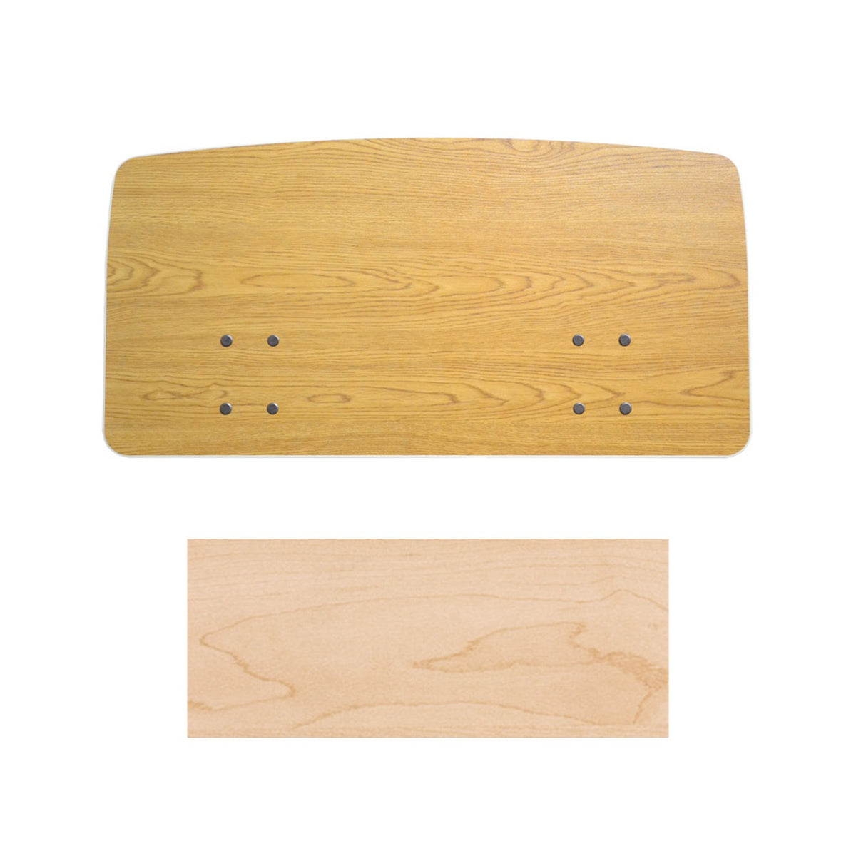 Joerns Classical bed panel in Natural Maple, shown above a swatch of the finish
