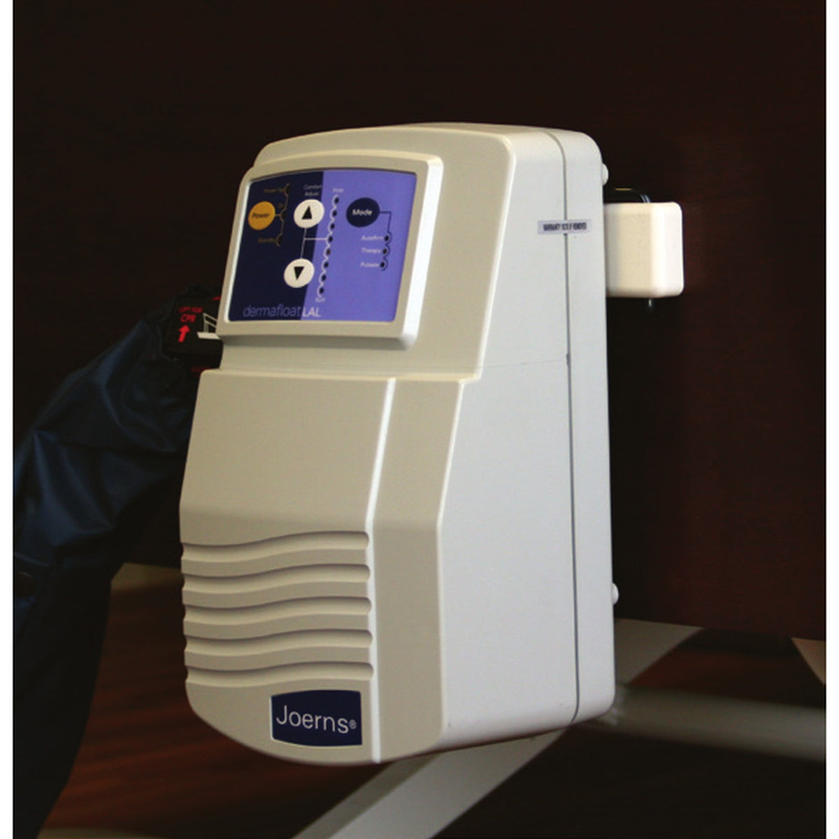The Joerns DermaFloat LAL control unit with its air hose connected