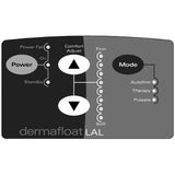 The DermaFloat LAL control panel: power, comfort adjust and the Autofirm, Therapy and Pulsate modes