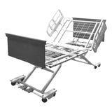 The Joerns EasyCare frame raised on its legs, shown with optional assist devices and panels